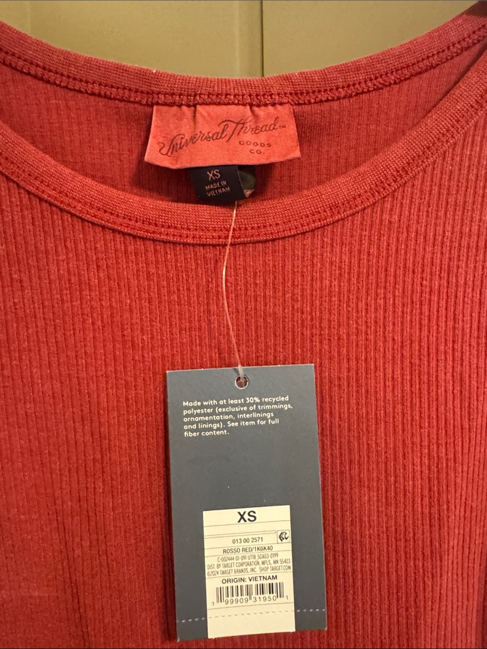Universal Thread Ribbed Tank Top - Red - Picture 2 of 2